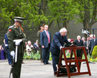 President Michael D Higgins lays a wreath at the graveside of the leaders of the 1916 Rising during the national commemoration service in Arbour Hill. 