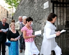 Parishioners proceed through the newly dedicated Smithfield entrance to St Michan’s Church.