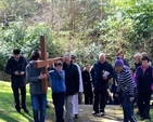 Participants in the Ecumenical Way of the Cross in Enniskerry arrive at St Patrick’s Church, Powerscourt, having started at St Mary’s Church. 