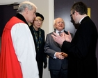 The Rector of Holy Trinity, Killiney, the Revd Niall Sloane, outlines the work done at the newly refurbished Carry Centre to President Michael D Higgins and his wife Sabina and the Archbishop of Dublin, the Most Revd Dr Michael Jackson at the official opening on Sunday January 25. 