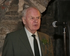 Professor George Eogan speaking at the launch of Impressions of Irish History: a photographer's view  in the crypt of Christ Church Cathedral. The exhibition will continue to the end of April.