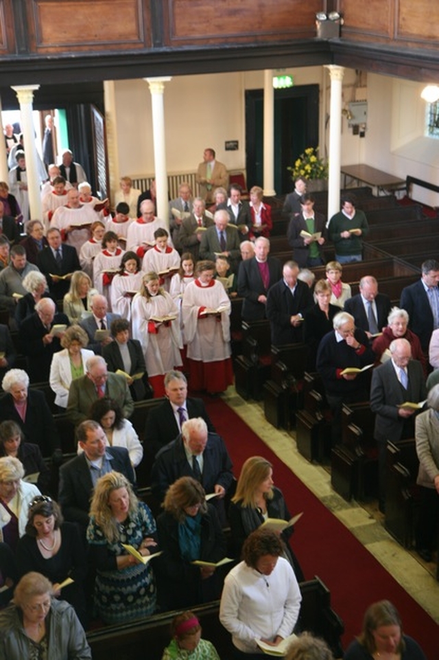 The procession of the Choir at the service of thanksgiving to mark the completion of restoration work in St Stephen's Church, Mount Street (also known as 'the Pepper Canister'.