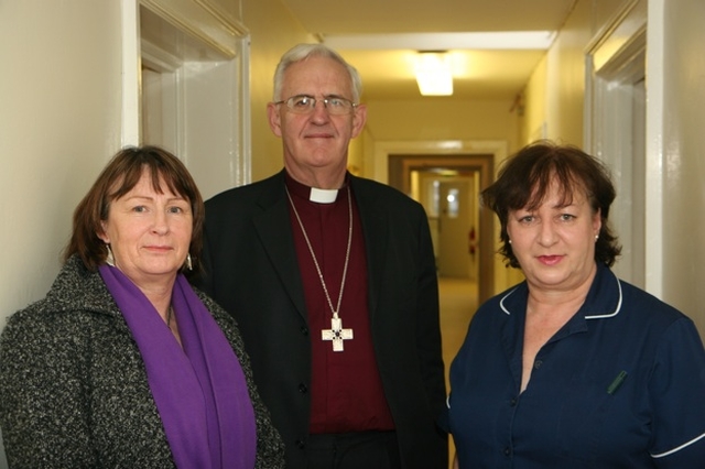 Pictured in St Mary's Home, Pembroke Park is the Archbishop of Dublin, the Most Revd Dr John Neill with nursing staff at the home, Anne Kavanagh (right) and Aileen Donnelly (left) after the blessing of new facilities in St Mary's Home.