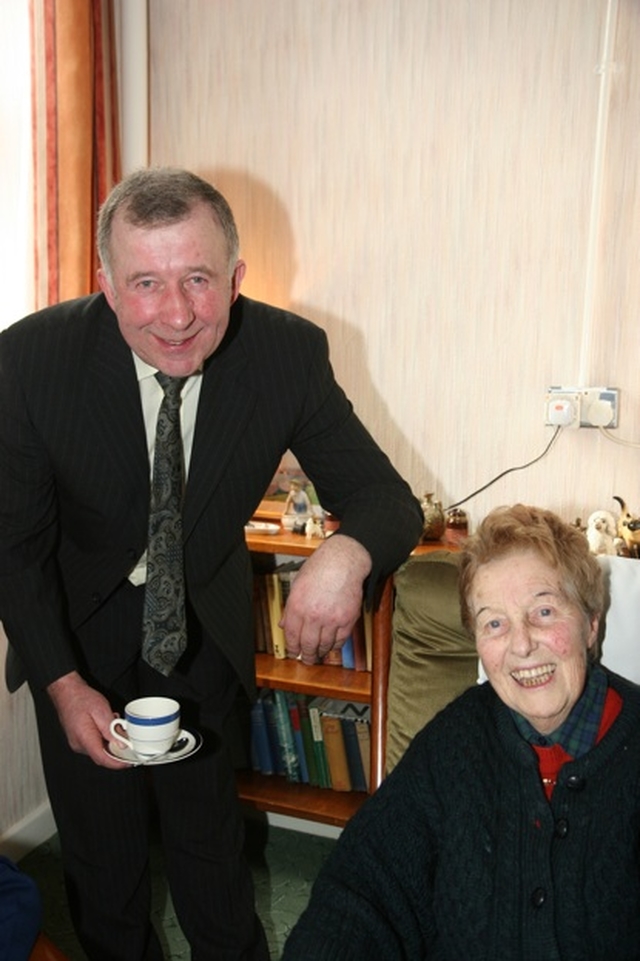 Pictured are Robert Hanbridge and Barbara Sunderland at a retirement party in St Mary's home for deputy-warden, Tess Breach, who retires after 19 years service.