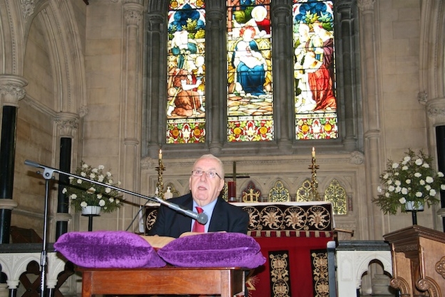 Séamus Puirséil, organiser, taking part in the Bible Reading Marathon in All Saints Church, Raheny. Up to four hundred volunteers will read the entire King James Version of the Bible (1611) in the church in a continuous event from Palm Sunday, 17 April (3:00pm) to Holy Thursday, 21 April (6:00pm). The event is in aid of the church's roof restoration fund and marks the 400th anniversary of the publication of this version of the Bible, which is available for purchase in the church. If interested in signing up to read a fifteen minute slot, please contact 086 1016670 or 086 2378229.