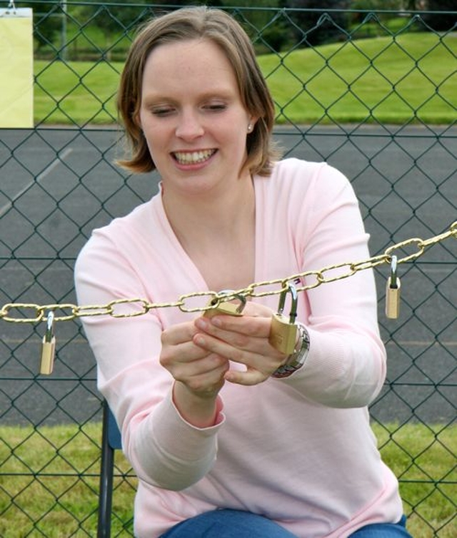 Under lock and key – Sharleen Moody at Donoughmore Parish Fete. 