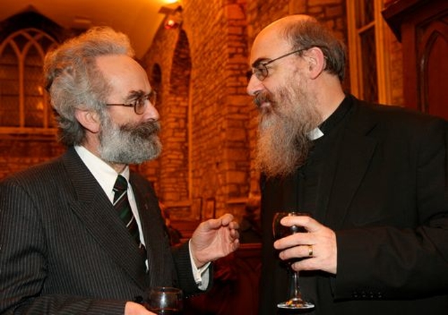 The Revd Robert Marshall, president of the Irish Legal History Society and curate in Stillorgan and Blackrock with Canon Patrick Comerford, lecturer in Anglicanism and Liturgy at CITI at the launch of The Vestry Records of the Parish of St Audoen, Dublin, 1636–1702, edited by Maighréad Ní Mhurchadha, in St Audoen’s Church. 