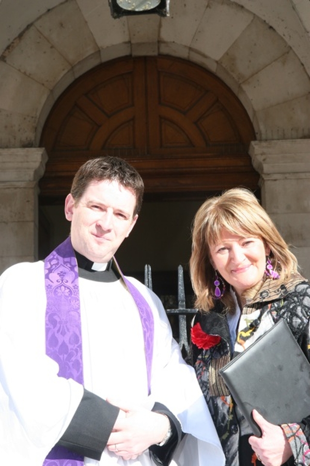 The Revd Darren McCallig, Chaplain to Trinity College Dublin with Nóirín Ní Riain, an Irish Spiritual Singer, Theologan and Musicologist, who preached at 10:45 Choral Eucharist.