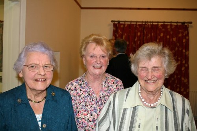 Audrey Thomas, Joan Downes & Rosslyn Faull at the reception following the re–dedication of the Mageough Home Chapel.