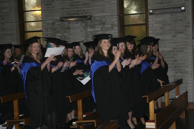 Director of Teaching Practice Margaret Farrar received a standing ovation at the Church of Ireland College of Education Graduation. Ms Farrar is due to retire at the end of this year. 