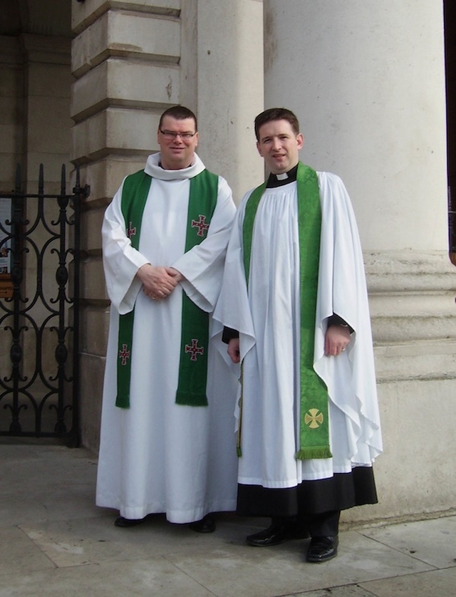 The Revd Andy Braunston of the Metropolitan Community Church in Manchester and the Revd Darren McCallig, Dean of Residence at Trinity College Dublin, pictured after the former’s ‘Seeing Salvation’ address in TCD Chapel. Photo: TCD Chaplaincy.