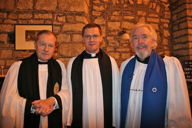 The Very Revd Robert MacCarthy, Dean of St Patrick's Cathedral; the Revd Canon Mark Gardner, Vicar; and Bernard Woods, Lay Reader, pictured at the Christmas Carol Service in St Audeon's Church, St Patrick's Cathedral Group of Parishes. 