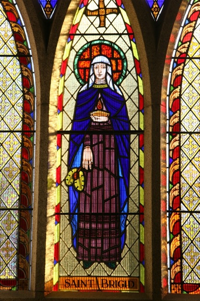 Stained glass portrait of St Brigid from St Brigid's Church, Castleknock which in 2010 celebrates 200 years of the current Church building.