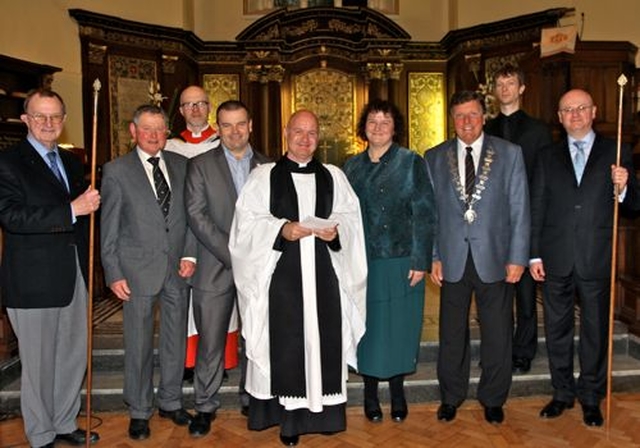 Pictured in St Ann’s Church, Dawson Street, following the annual ecumenical Service of Thanksgiving for the Gift of Sport were Giles Fox, Church Warden; Robert Prole of the Association of Schools’ Unions; director of music at St Ann’s, Charles Marshall; CEO of Paralympics Ireland, Liam Harbison, who gave the address; Vicar of St Ann’s, the Revd David Gillespie; CEO of the Blackrock and Harold’s Cross Hospice, Mo Flynn; President of the Association of Schools’ Unions, Brian Priestman; director of the Belvedere College Chamber Choir, Ruaidhrí Ó Dalaigh; and Church Warden, Tom Hogan.