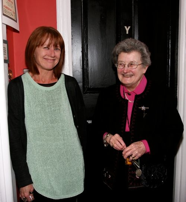 Marsh’s Library conservator, Sarah McCartan and former keeper of the library, Dr Murial McCarthy, at the opening of Marsh’s annual exhibition, ‘Marvel’s of Science – Books That Changed the World’.