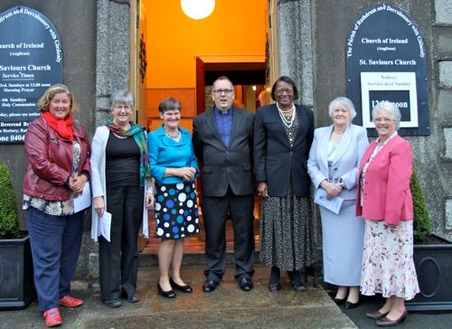 The new Rector of Rathdrum and Derralossary with Glenealy, the Revd Brian O’Reilly (centre), with church wardens Nicola Faul, Yvonne Smith, Lin Ryan, Sandra Bradley, Evelyn Merrigan and Olive Mahon. 