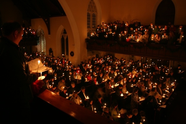 Pictured is the scene at a Candlelit Carol Service in Christ Church, Taney.