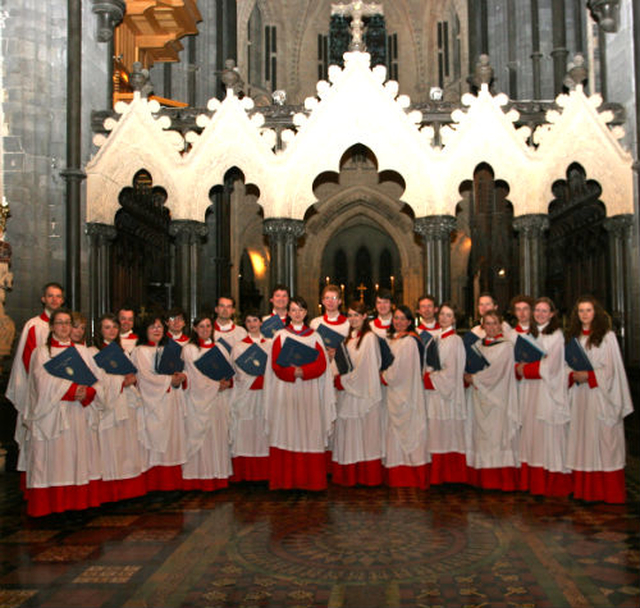 The choir of Christ Church Cathedral with the outgoing musical director, Judith Gannon. Judith took on the role on a temporary basis for 20 months and conducted her final performance at an ecumenical Evensong for the closing of Tradfest 2012.