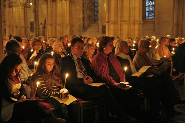 Candles of Remembrance at the Irish Cancer Society Ecumenical Service in Christ Church Cathedral.