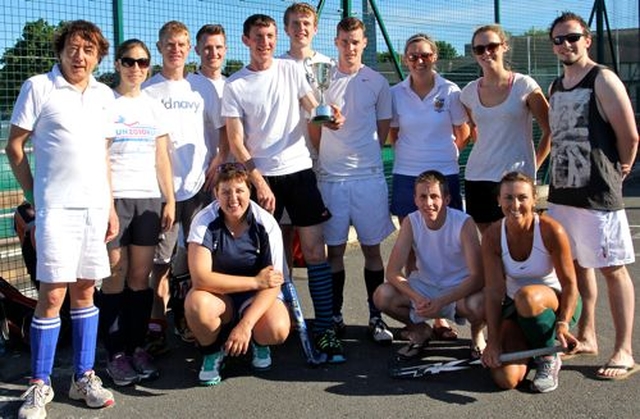 Members of the victorious Newcastle and Newtownmountkennedy with Calary team who won all their matches and took the trophy at the Diocesan Inter Parish Hockey Tournament in St Andrew’s College, Dublin, on June 9.