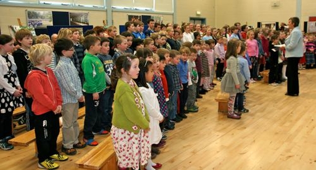 The children of Blessington No 1 School gather for the dedication of Khanabria Primary School in Calcutta, for which they have raised €10,000. 