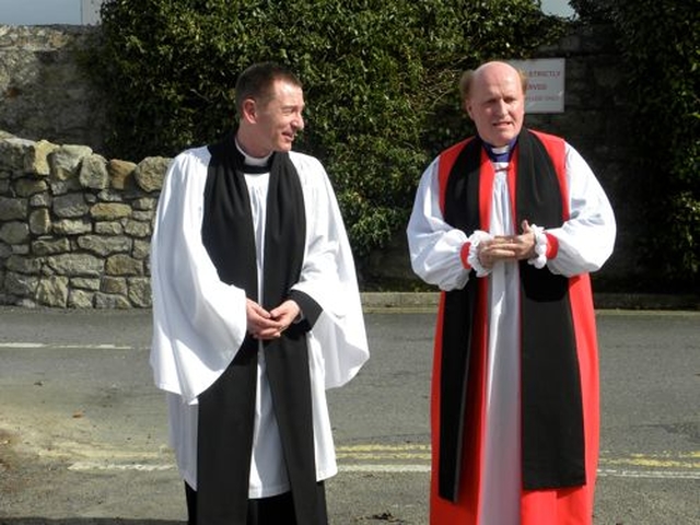 The Revd Arthur Young and Bishop Ferran Glenfield at the 150th celebratory event in Kill O the Grange. (photo: James Darling)