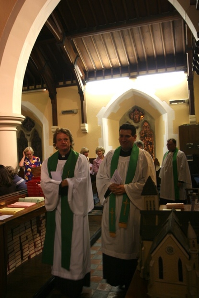 Pictured in the procession at the Diocesan Mothers’ Union Service in Zion are the Revd Gary Dowd (left), Rector of Glenageary and the Revd Victor Fitzpatrick, Curate of Castleknock, Clonsilla and Mulhuddart. 