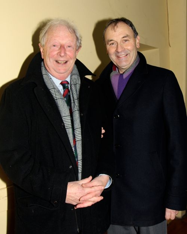 Two of the finely tuned instruments of the choir of Holy Trinity, Killiney, Alleyn Mannion and Paul O’Brien pictured following the service of dedication of gifts to the parish on Sunday February 2. 