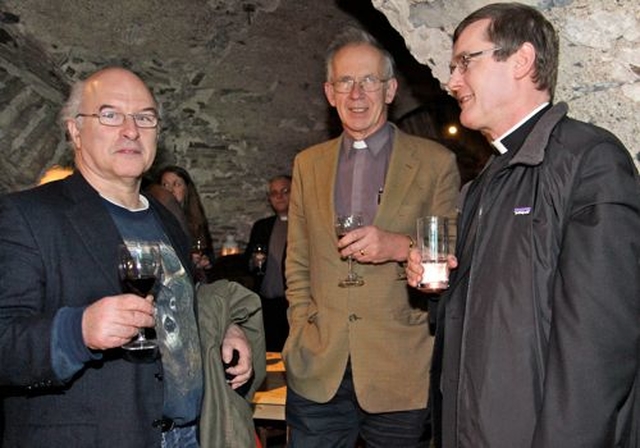 Richard Manley, the Revd Kevin Brew and Canon Mark Gardner at the launch of BACI’s 2014 Lent Bible Study resource in Christ Church Cathedral. 