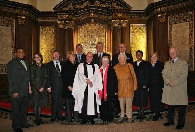 Representatives of the charities who received cheques from the money raised by the St Ann’s Black Santa Christmas Appeal pictured with the Revd David Gillespie, Vicar. 