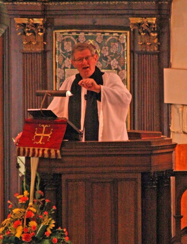 Archdeacon Gordon Linney introducing Songs of Praise at St Ann’s Church, Dublin