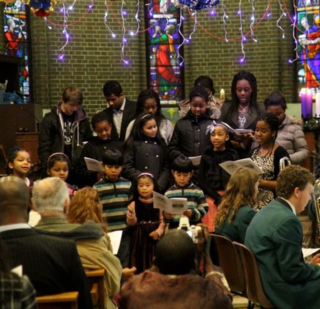 Children sing a carol at the Discovery International Carol Service in St George and St Thomas’s Church, Cathal Brugha Street, on December 8. 