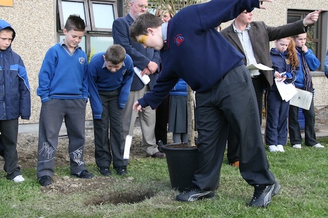 Planting wishes at the ecumenical service at Mount Seskin Community College, Tallaght.