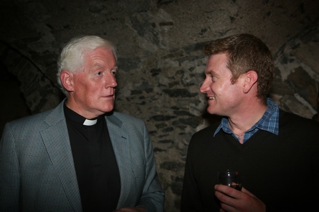 The Revd Canon Robert Deane (left) with Fr Clive Hillman from the Diocese of Bangor, North Wales at a reception in Christ Church Cathedral for visiting clergy from Wales.