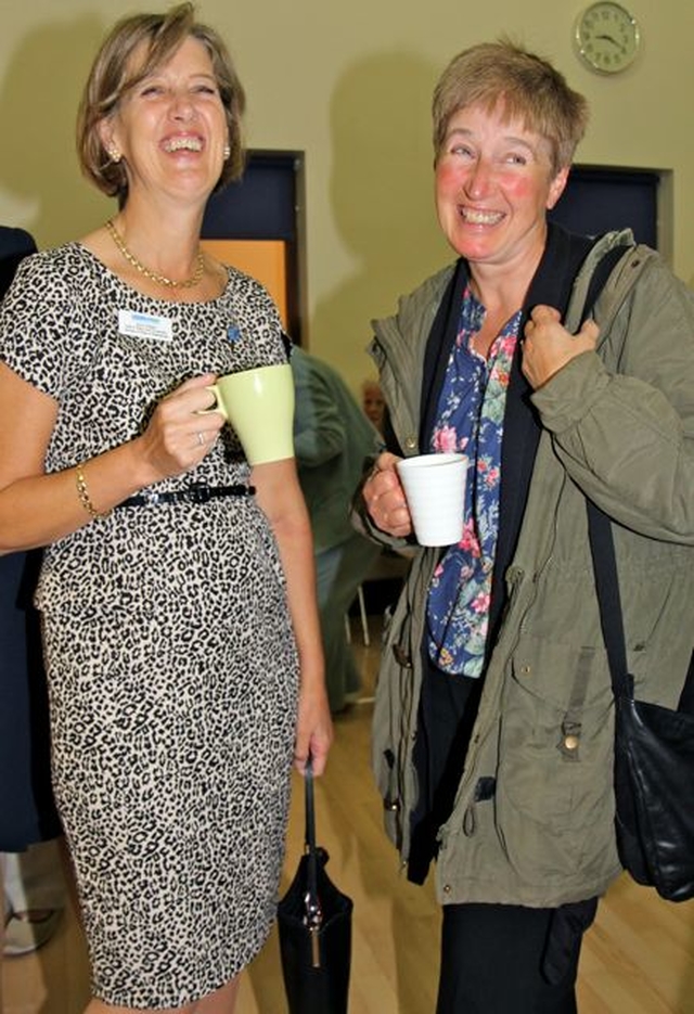 Dublin and Glendalough Mothers’ Union Faith and Policy officer, Jenny O’Regan shares a joke with Carol Elders of Powerscourt and Kilbride following the Mothers’ Union Dublin and Glendalough Diocesan Festival Eucharist in St Patrick’s Church in Greystones on Tuesday September 10.