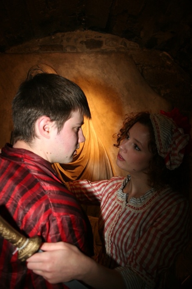 Dean Rodgers and Bethie Fowler from the Dublin University Players perform from Romeo and Juliet in Christ Church Cathedral as part of the Dublin Shakespeare Festival.