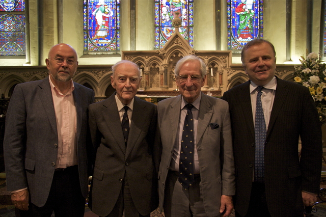 Pictured after the lecture were Ruairi Quinn, TD, Liam Cosgrave, former Taoiseach, David O'Morchoe of the Royal British Legion and Patrick Hugh Lynch.