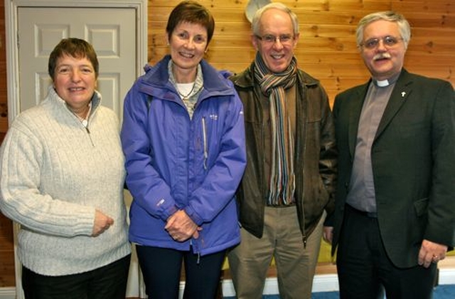 Lesley Rue, Susan Hogan, Lionel Hogan (a director of the Tiglin Centre) and the Revd Ken Rue in the Hub in Ashford for a fundraising coffee morning in aid of the Tiglin rehabilitation centre which caters for men and women of any age wishing to overcome addiction.