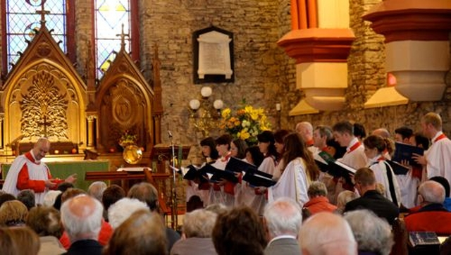 The Choir of Christ Church Cathedral in action in St Maelruain’s in Tallaght were they sang evensong for the parish Harvest Festival. 