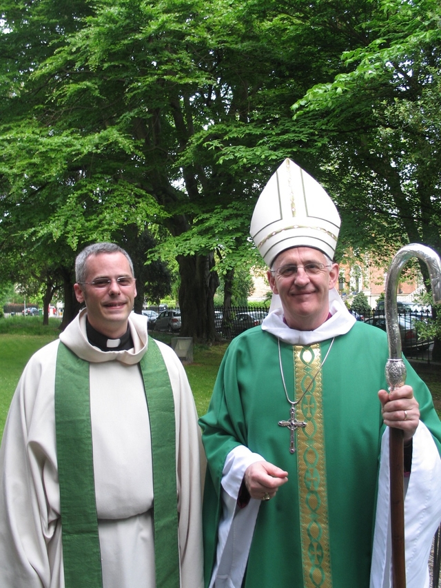 The Revd Andrew McCroskery pictured with the Archbishop of Dublin, the Most Revd Dr John Neill shortly before his institution as Vicar of St Bartholomew's and Lesson Park parishes.