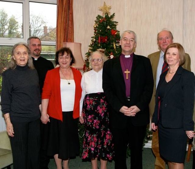 Pictured following a service of Holy Communion in St Mary’s Home are Birgitta McGuire, the Revd Andrew McCroskery, Anne Kavanagh, Phoebe Paxton, Archbishop Michael Jackson, Michael Webb and Ciara Bevin, manager of St Mary’s Home. 