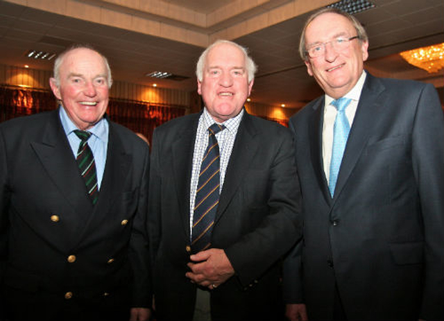 John Taylor, John Mitchell and the Ceann Comhairle of Dáil Éireann, Seán Barrett TD, in Fitzpatrick’s Castle Hotel following the institution of Revd Niall Sloane at Holy Trinity, Killiney.