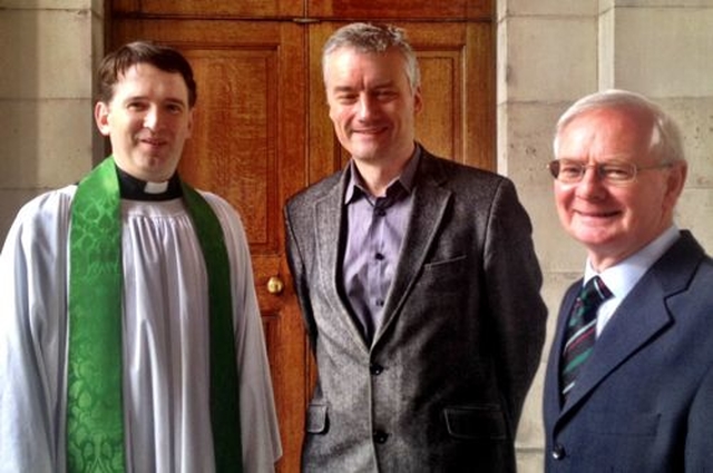 Pictured following his address in the Chapel of Trinity College Dublin on Sunday 3 November is Professor John Monaghan of the Society of Saint Vincent de Paul (far right). Also pictured are (left to right): The Revd Darren McCallig, Dean of Residence at TCD and Dr. Patrick Prendergast, TCD Provost. Professor Monaghan was one of the guest speakers in the “Credo: I Believe” series which continues in TCD Chapel until 8 December. Photo: Scott Hayes.