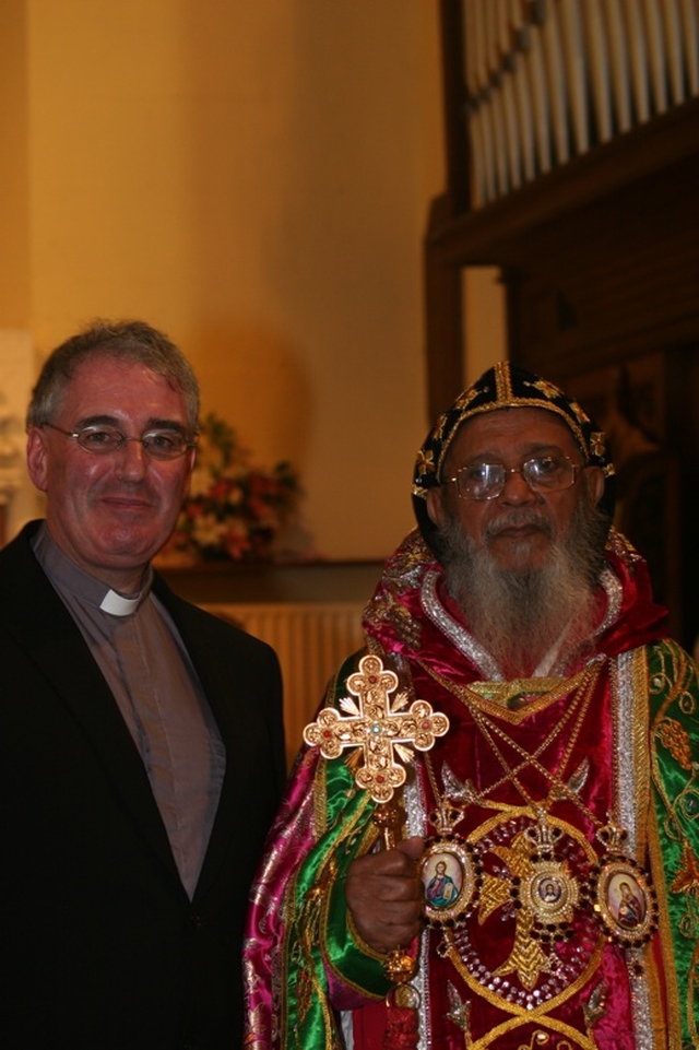 The Revd Ted Ardis, Rector of Donnybrook with His Beatitude, Catholicos Baselios Thomas I Presiding Hierarch of the Universal Syrian Orthodox Church in India who was visiting Ireland recently. HB Catholicos Baselios Thomas I presided at a service in St Mary's Church, Donnybrook for members of his church in Ireland.