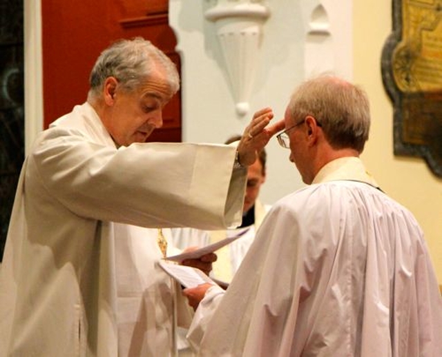 Archbishop Michael Jackson and the Revd Niall Stratford during the service Ordination to the Priesthood in St Matthias’ Church, Killiney–Ballybrack on All Saints’ Day, November 1. 