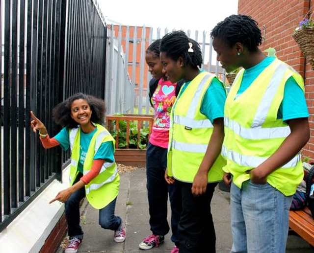 Team leader, Camille Niang, outlines the work to be done by Urban Soul volunteers, Mojin Mobolaji, Damiloju Makinde and Damilaba Makinde at the Our Lady of Lourdes Day Care Centre on Sean McDermott Street. 