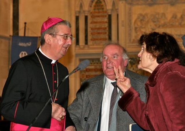 Archbishop Diarmuid Martin chats with members of the congregation following an ecumenical service in St Saviour’s Church in Arklow to mark the Week of Prayer for Christian Unity.