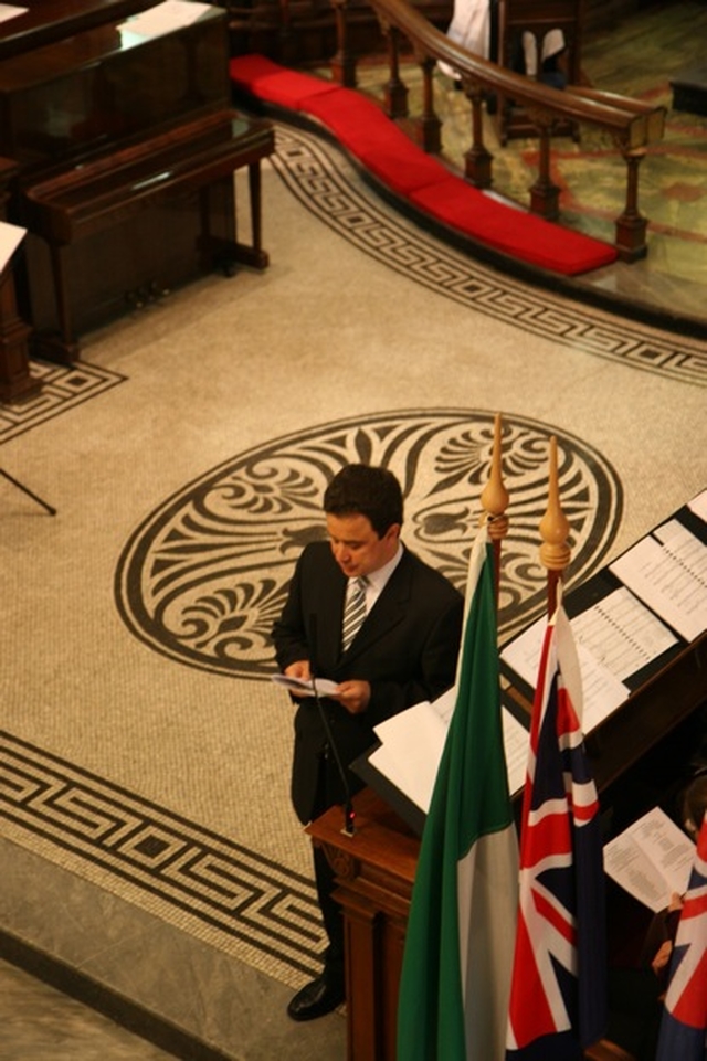 The Ambassador of Turkey, HE Ayhan Cengizer speaking at the Service of Thanksgiving and Commemoration in St Ann's to mark ANZAC day.