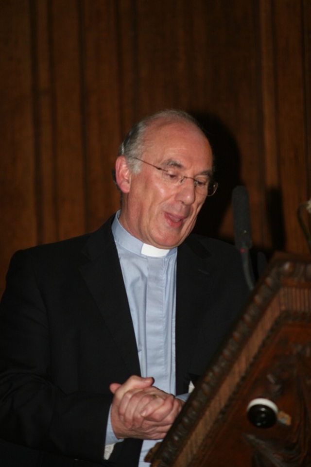 The former Moderator of the Presbyterian Church, the Revd Dr John Finlay speaking in Trinity College Dublin Chapel at the four Church Leaders reflections on their visit to Israel/Palestine earlier in the year.