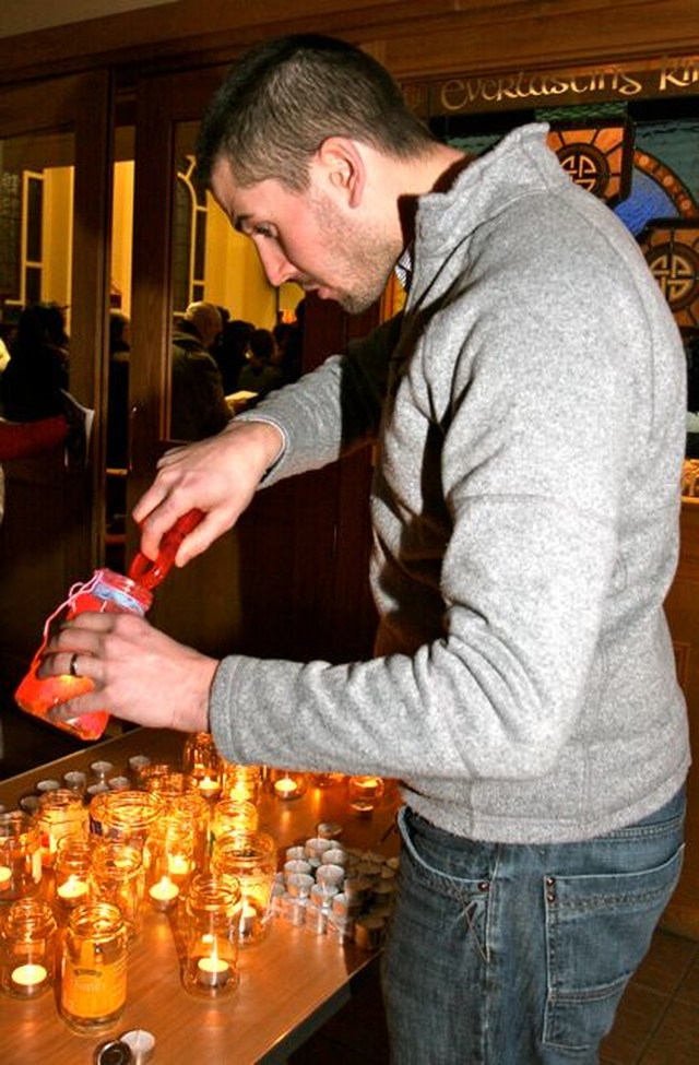 Candles are lit for the Dublin Council of Churches Ecumenical Walk of Light in Adelaide Road Presbyterian Church. 